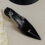 Arden Furtado 2021 summer Fashion Women's Shoes Metal Chains Mature Office lady Sandals Stilettos Heels Pointed Toe pumps 40 41