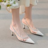Arden Furtado 2021 summer Fashion Women's Shoes poots  PVC strap Sandals Stilettos Heels Pointed Toe Crystal Rhinestone 41