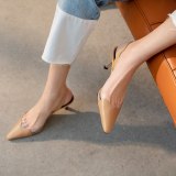 Arden Furtado 2021 summer Fashion Women's Shoes Mature Office lady Buckle Sandals 6.5cmStilettos Heels Pointed Toe large size 41