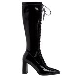 Arden Furtado 2021 Fashion spring Square Head Women's Shoes Elegant  Women's Boots Cross Lacing knee high boots 43