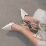 Arden Furtado 2021 summer Fashion Women's Shoes Mature Office lady Buckle Sandals Stilettos Heels Pointed Toe large size 41