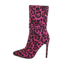 Arden Furtado 2021 Fashion Autumn Winter Pointed Toe Leopard Grain Women's Shoes Stilettos Heels Stretch Boots Sexy Ankle Boots Big Size 48