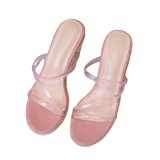 Arden Furtado 2021 Summer Fashion Sexy Wedges Women's shoes Elegant Open-toed Buckle Pink Lady Slippers New 34-39