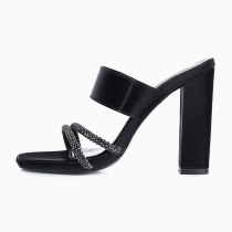 Arden Furtado Summer 2021 Fashion Sexy Chunky heels Women's shoes Concise Black Personality The ladies Open-toed Slippers
