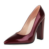 Arden Furtado 2021 New Spring autumn Fashion Pointed Toe Chunky Heels Women's Shoes Sexy Elegant burgundy Pumps Big Size 42 43