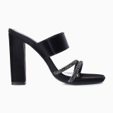 Arden Furtado Summer 2021 Fashion Sexy Chunky heels Women's shoes Concise Black Personality The ladies Open-toed Slippers