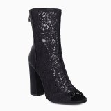 Arden Furtado 2021 Spring Summer Fashion  Women's Shoes Sexy Peep toe Chunky heels Black After the zipper lace Half boots 43 45