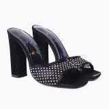 Arden Furtado 2021 Summer Fashion Women's Shoes Chunky heels Sexy Elegant Open-toed Diamond Black Slippers Big size 42 43