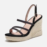 Arden Furtado Summer Fashion Women's Shoes Elegant Wedges Buckle strap crystal rhinestone narrow band platform Sandals girls