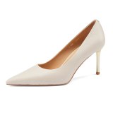 Arden Furtado Summer Fashion Women's Shoes White pumps Pointed Toe Stilettos Heels Sexy Elegant Slip-on Genuine leather