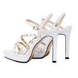 2021 Summer platform high heels White yellow Rivets Sandals wowen's shoes Stilettos heels Party shoes Women's shoes 33