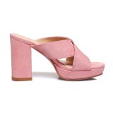 Arden Furtado 2021 Summer chunky heels platform shoes red pink green suede high heels ladies slides women's shoes Slippers size 40