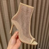 Arden Furtado 2021 Summer high heels nude mesh boots Sandals wowen's shoes Stilettos heels peep toe back zipper Party shoes ladies