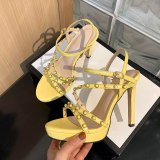 2021 Summer platform high heels White yellow Rivets Sandals wowen's shoes Stilettos heels Party shoes Women's shoes 33