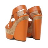 Summer high heels wedges platform Sandals Wowen's shoes Buckle strap Open toe Genuine leather Casual sandals 40