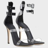 Arden Furtado Summer Fashion Women's Shoes Zipper Stilettos Heels PVC Sexy Elegant pure color Sandals Buckle strap Party Shoes