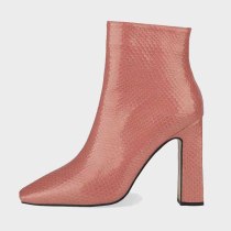 Arden Furtado 2021 Winter Fashion Boots  Elegant Zipper Square Head  Pure Color White Pink Green Ankle Boots Big Size 44 45