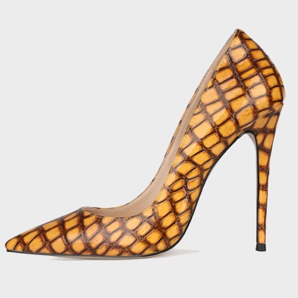 Arden Furtado Fashion Women's Shoes Pointed Toe Stilettos Heels Sexy Yellow Elegant Pumps High Heels Office Lady Big Size 46 47