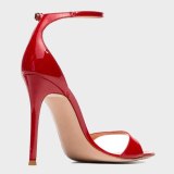 Arden Furtado Summer Fashion Women's Shoes Zipper Stilettos Heels Red Sexy Elegant Pure Color Sandals Buckle Strap Party Shoes