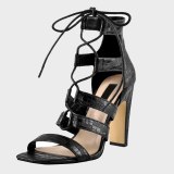 Arden Furtado Summer Fashion Women's Shoes  Sexy Elegant Pure Color Cross Lacing Chunky Heels Sandals Buckle Party Shoes