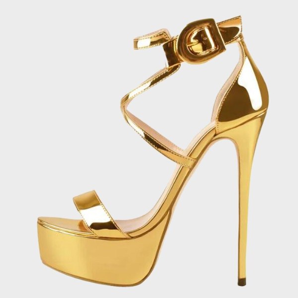 Arden Furtado 2021 Summer Platform  Gold Sandals High Heels Stilettos Heels Women's Shoes Stars Party Shoes