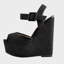 Arden Furtado 2021 Summer Fashion Women's Shoes Sexy Elegant  Suede Buckle Sandals  Strap Wedges Platform Size 44 45