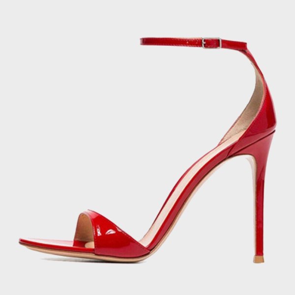 Arden Furtado Summer Fashion Women's Shoes Zipper Stilettos Heels Red Sexy Elegant Pure Color Sandals Buckle Strap Party Shoes