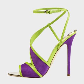 Arden Furtado Summer Fashion Women's Shoes  Stilettos Heels Purple Sexy Elegant Sandals Buckle Strap Party Shoes 45 46