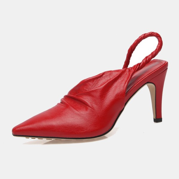 Arden Furtado 2021 Summer Fashion Women's Shoes Sexy Elegant Cowhide Pointed Toe White Red Beige Sandals  Strap Size 40