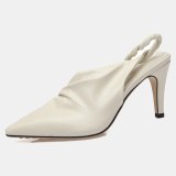 Arden Furtado 2021 Summer Fashion Women's Shoes Sexy Elegant Cowhide Pointed Toe White Red Beige Sandals  Strap Size 40