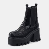 Arden Furtado 2021 Summer Fashion Women's Shoes Sexy Elastic band Chunky Heels Mesh Black Elegant Ankle Boots