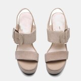 Arden Furtado 2021 Summer Platform Suede  Sandals High Heels Narrow Band  Waterproof  Buckle Women's Shoes Stars Party Shoes 33