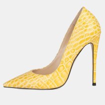 Arden Furtado Fashion Women's Shoes Pointed Toe Stilettos Heels Sexy Yellow  Elegant Pumps High Heels Office Lady shoes 46 47