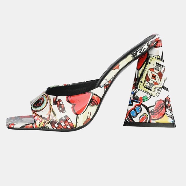Arden Furtado 2021 Summer Fashion Women's Shoes Heels  Square Head Chunky Heels  Platform Ladies Slippers 44 45