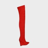 Arden Furtado 2021 Fashion Women's Shoes Winter Pure Color Red Blue Pointed Toe Wedges Over The Knee High Boots  big size 42 43