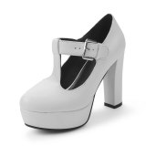 Arden Furtado Spring Autumn Chunky Heels Buckle Sexy New Pointed Toe  Pumps Chunky Heels White High Heels