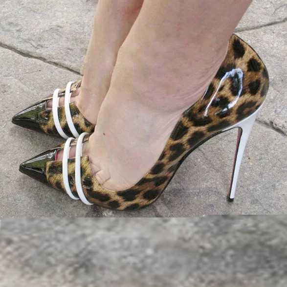 Arden Furtado Fashion Women's Shoes Pointed Toe Stilettos Heels Sexy Leopard print Sliver Pumps High Heels Lady shoes 46 47