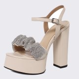 Arden Furtado 2021 Summer Fashion Women's Shoes Sexy Elegant Chunky Heels 13CM Classics Crystal Rhinestone Platform sandals 40