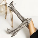 Arden Furtado Fashion Women's Shoes Winter Pointed Toe Serpentine Chunky Heels Mature  Sexy Over The Knee High Boots 43