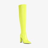 Arden Furtado Fashion Women's Shoes Winter Pointed Toe Red Yellow Chunky Heels Mature  Sexy Over The Knee High Boots 43