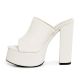 Arden Furtado 2021 Summer Fashion Women's Shoes Apricot Heels Metal Chains Chunky Heels Platform Ladies Slippers 40 41