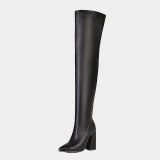 Arden Furtado Fashion Women's Shoes Winter  Sexy Serpentine Pointed Toe Chunky Heels  New Zipper Over The Knee High Boots