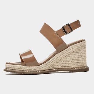 Arden Furtado  Summer Fashion Women's Shoes Buckle Wedges Square Head Sexy Elegant Genuine Leather  Sandals