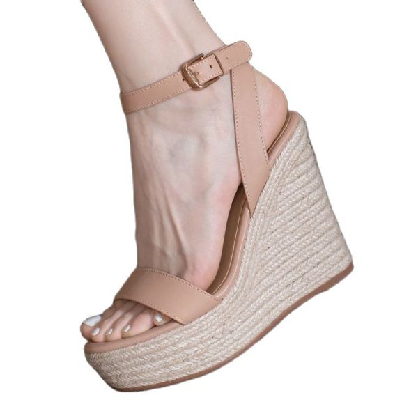 Arden Furtado  Summer Fashion Women's Shoes Buckle Wedges Sexy Elegant Genuine Leather  Sandals