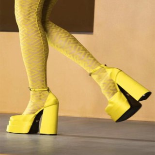 Arden Furtado Spring Autumn Chunky Heels Buckle Strap Sexy New Platform Square Head Pumps White High Heels 42 43