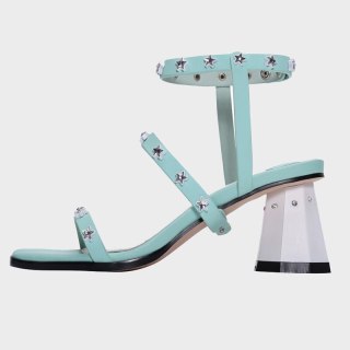 Arden Furtado Summer Fashion Women's Shoes Narrow Band Buckle Narrow Band  White Sexy Chunky Heels White Sandals  41 42