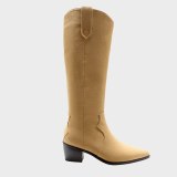 Arden Furtado  Winter Fashion Women's Shoes Pointed Toe  Sexy New Genuine Leather Brown Zipper Knee High Boots Long Boots 40