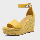 Arden Furtado 2021 Summer Platform Wedges Sandals  Genuine Leather Narrow Band Women's Shoes Party Shoes 40 41
