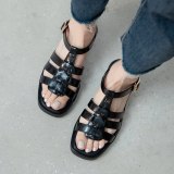 Arden Furtado 2021 Summer Flats Genuine Leather  Brpwn Buckle Sandals High Heels Leisure Women's Shoes Platform 40