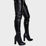 Arden Furtado Fashion Women's Shoes Winter Sexy Pointed Toe New Zipper Chunky Heels Over The Knee High Boots Big Size 45 46 47
